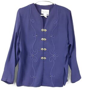 Reina New York Woman's Blazer Size 8, Purple, Heart Buttons, Shoulder Pads